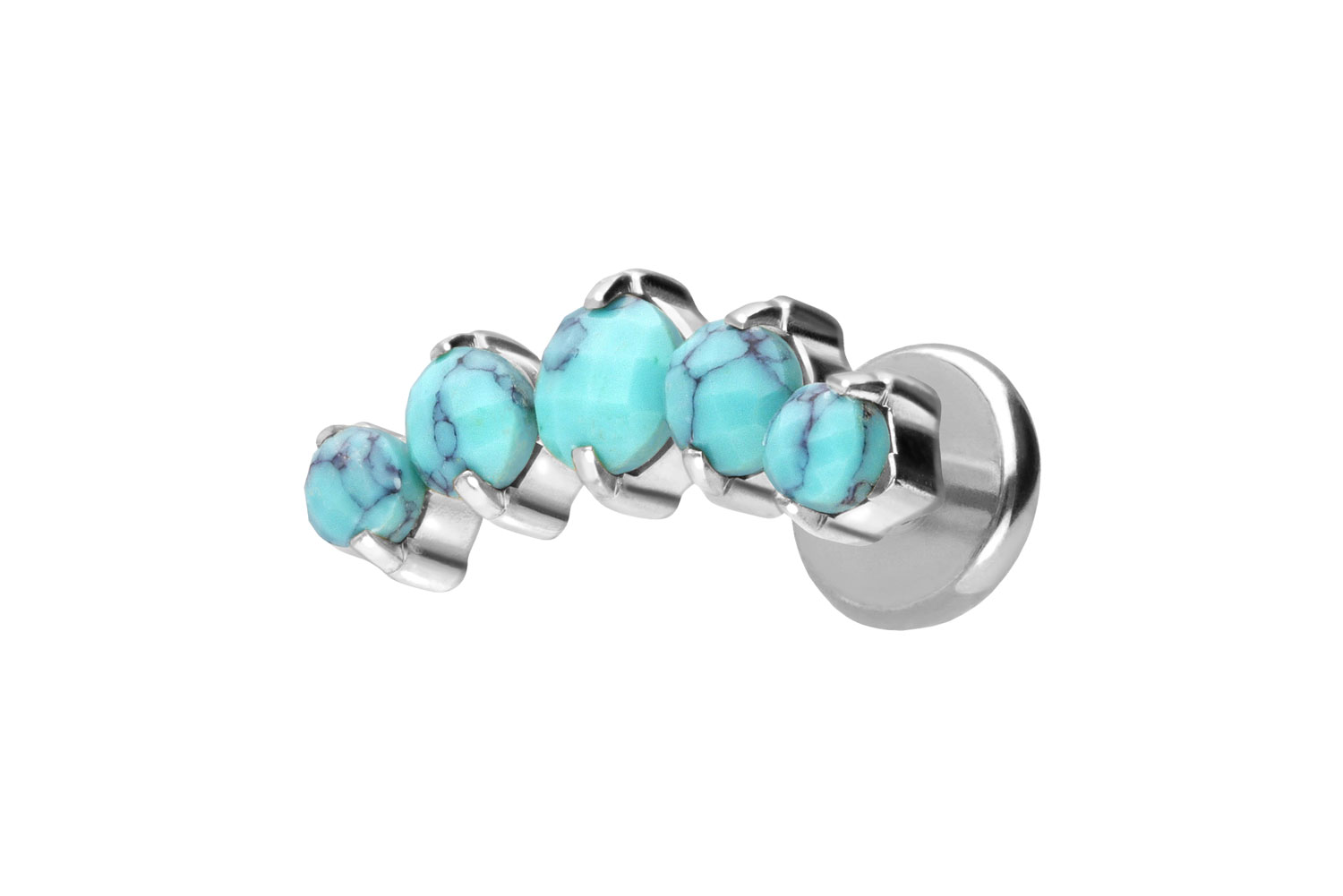 Titan Labret Piercing mit Push Fit 5 SYNTHETISCHE TÜRKISE